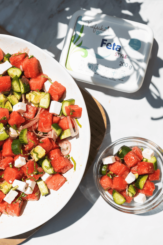 Refreshing Watermelon Salad with a Plant-Based Feta Twist